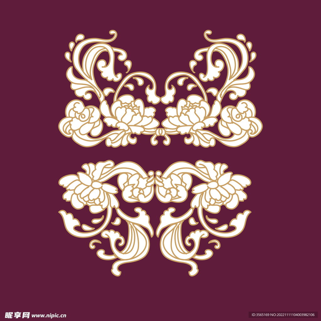 传统螺旋花纹图案线稿矢量素材