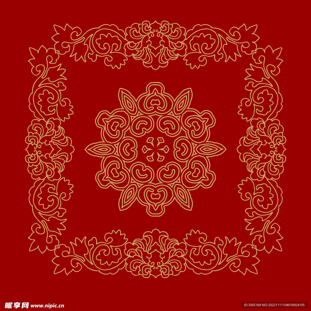 传统螺旋花纹图案线稿矢量素材