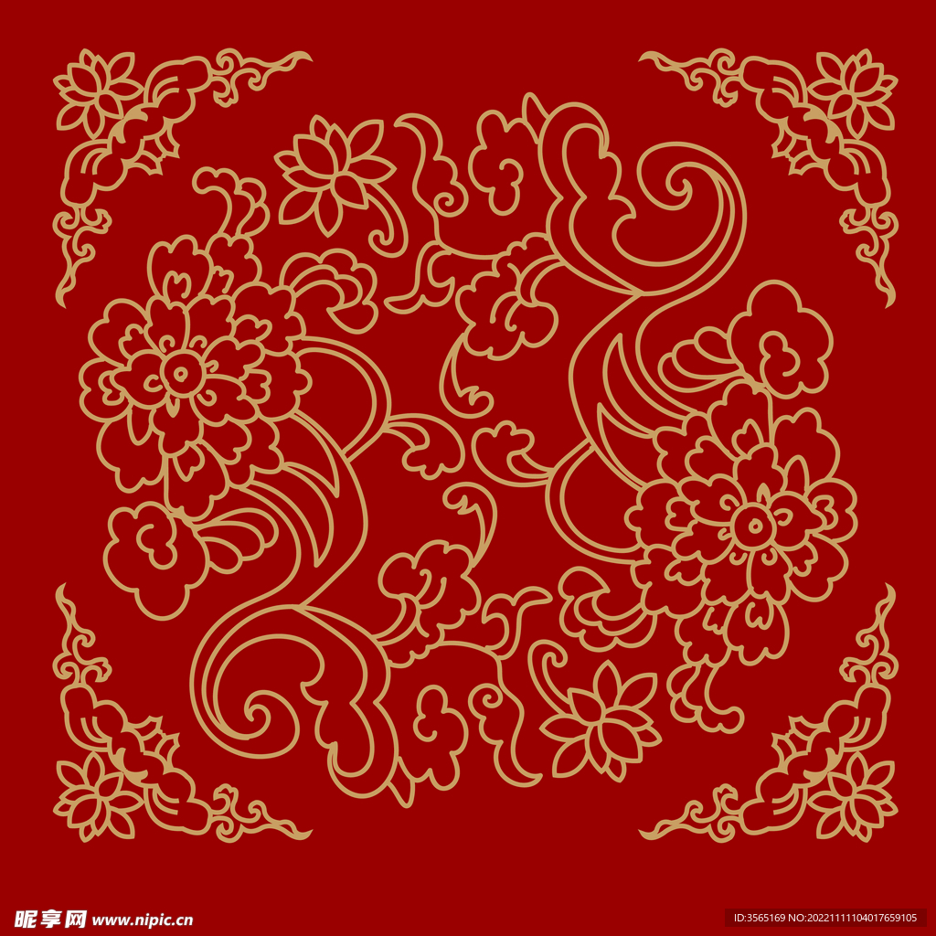 传统螺旋花纹图案线稿矢量素材