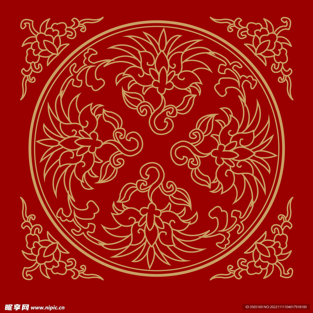 传统螺旋花纹图案线稿矢量素材