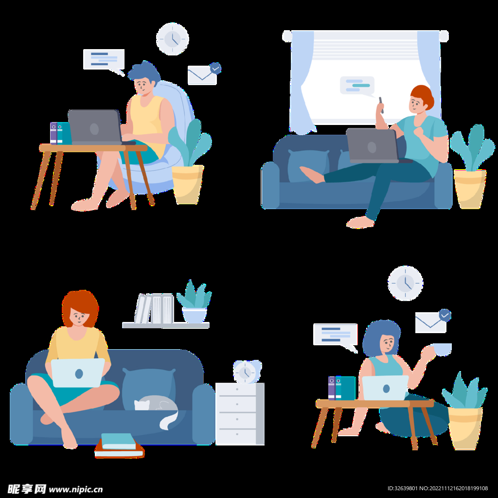 居家办公插画