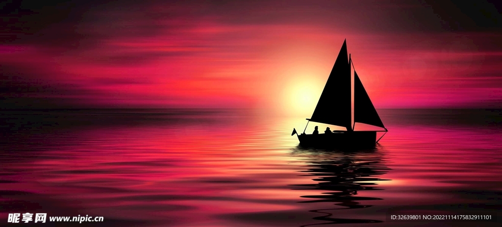 海面夕阳 