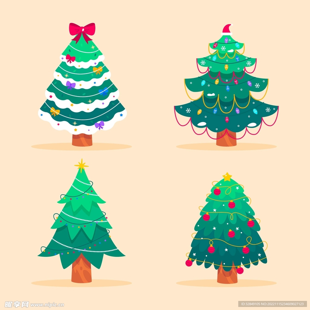矢量手绘圣诞树