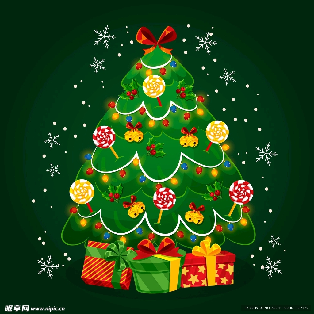 矢量手绘圣诞树