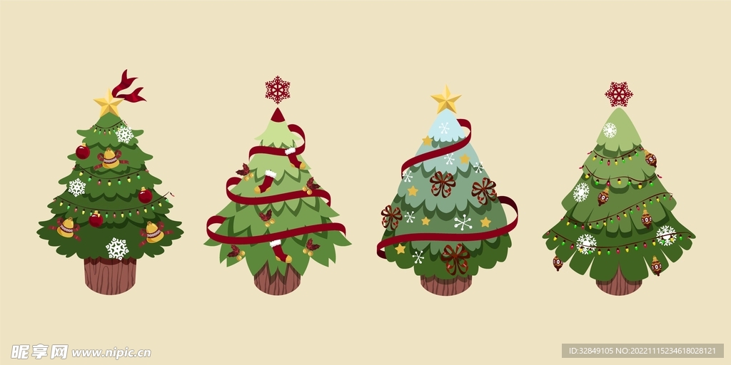 矢量手绘圣诞树