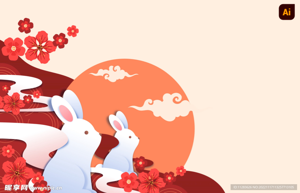 折纸风兔子海报