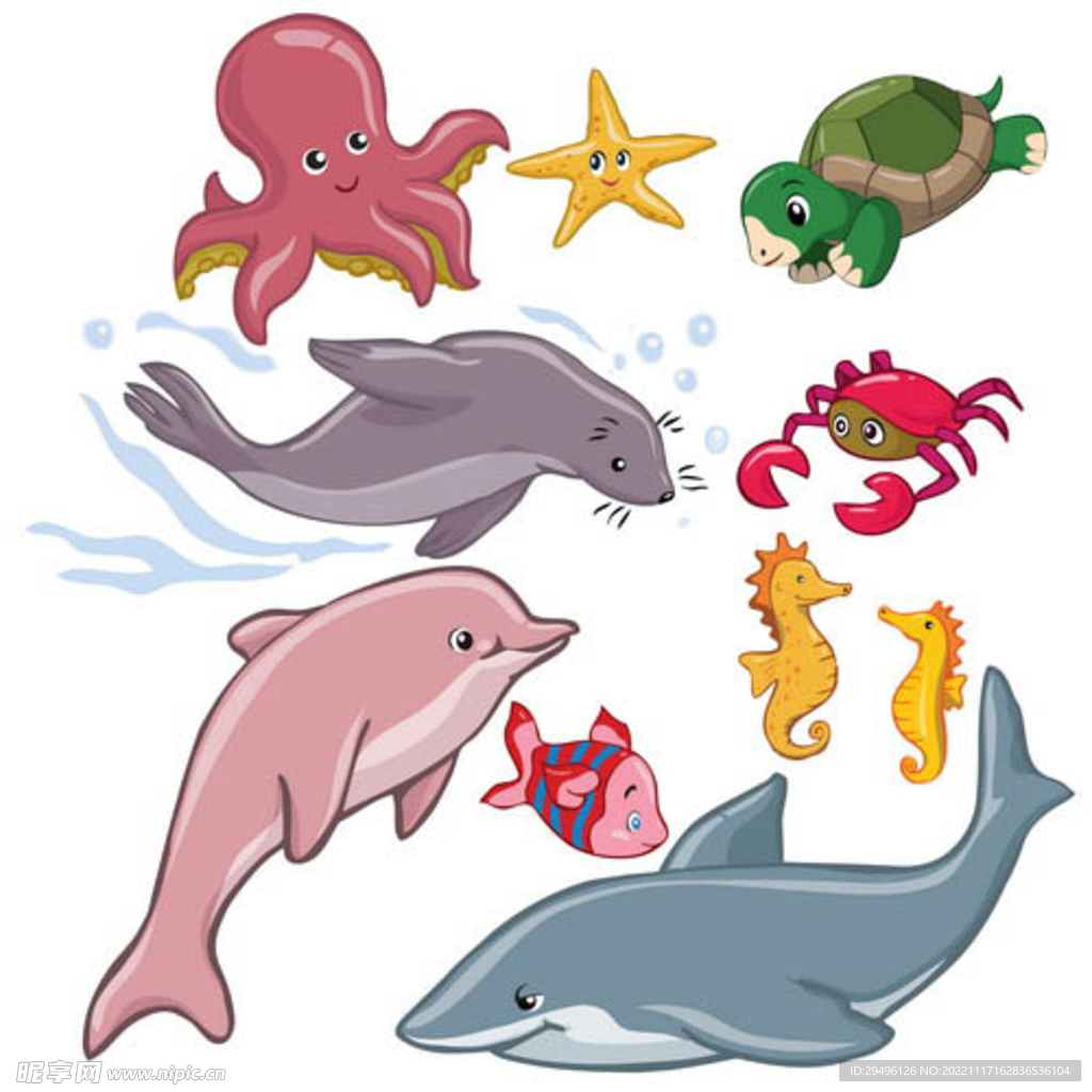 卡通海洋生物
