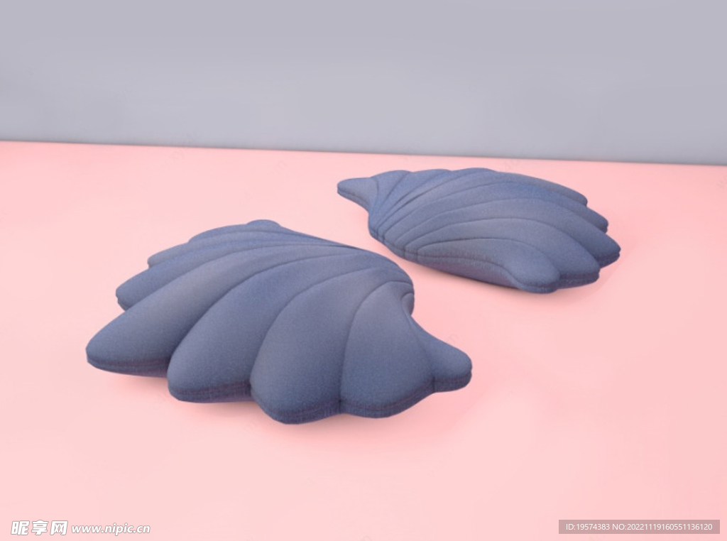 C4D模型贝壳抱枕