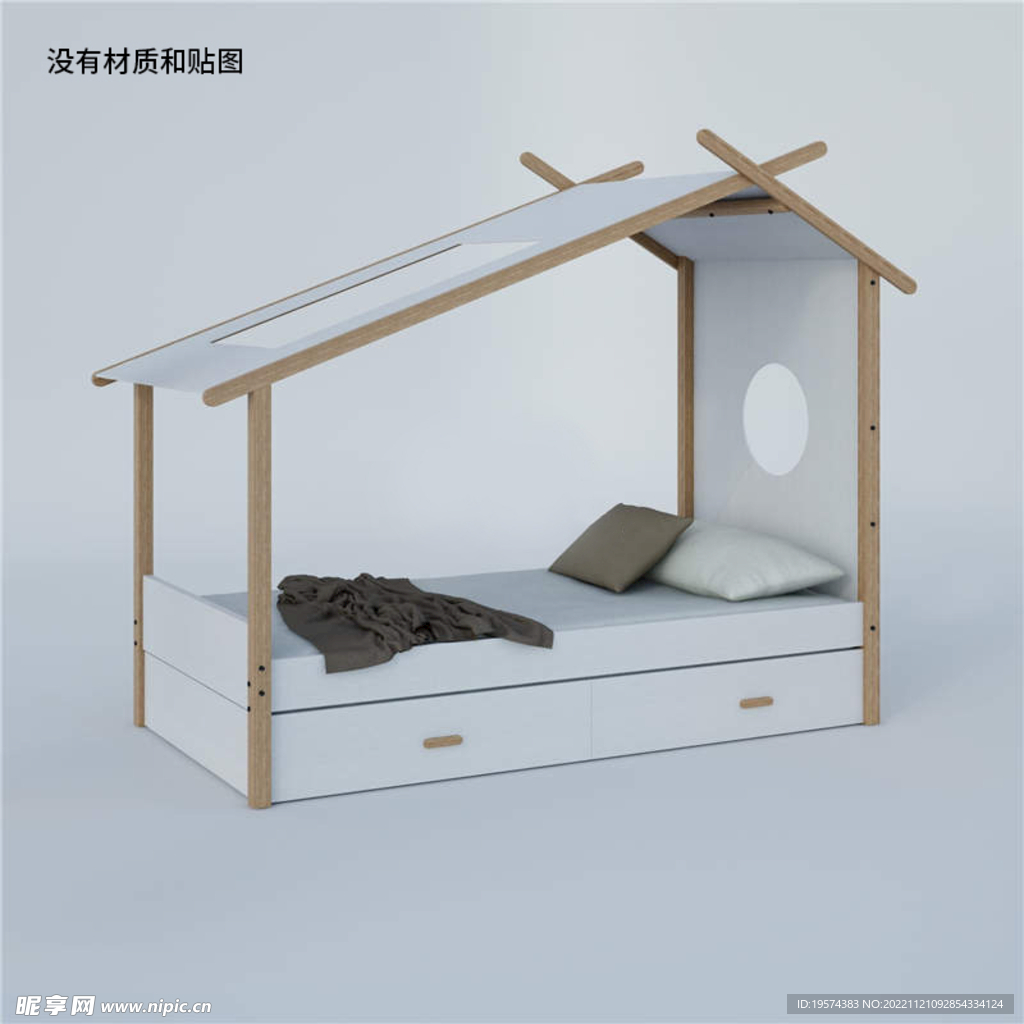 C4D模型儿童床