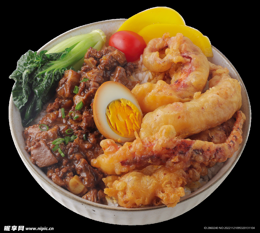 盐酥鱿鱼须肉臊饭