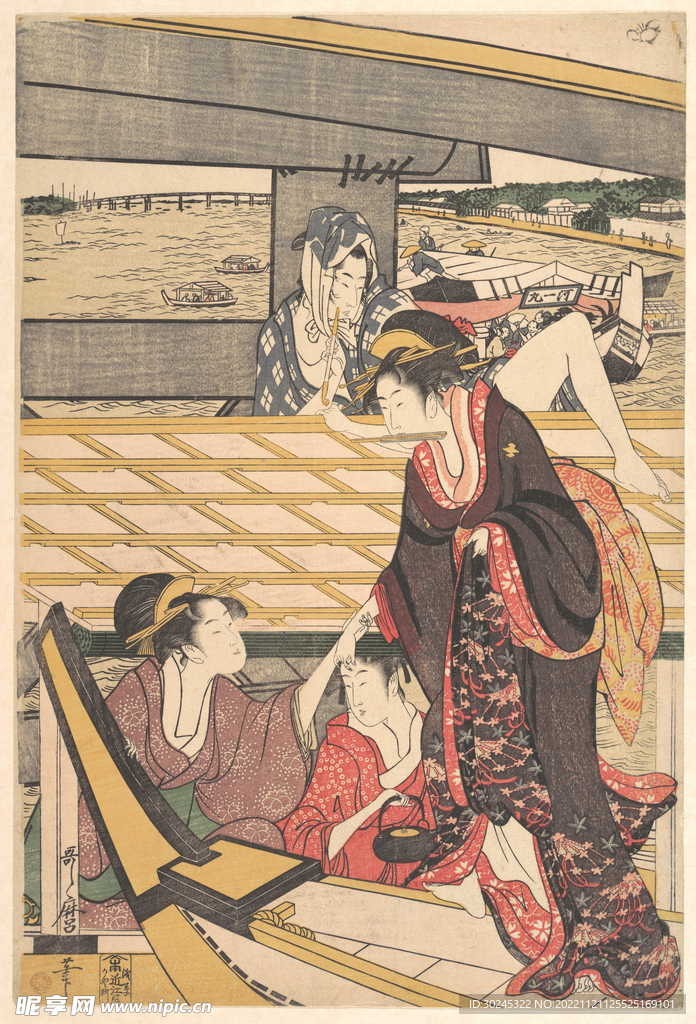 喜多川歌磨 浮世绘 和风