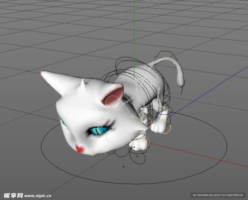 C4D模型猫猫吃食动画