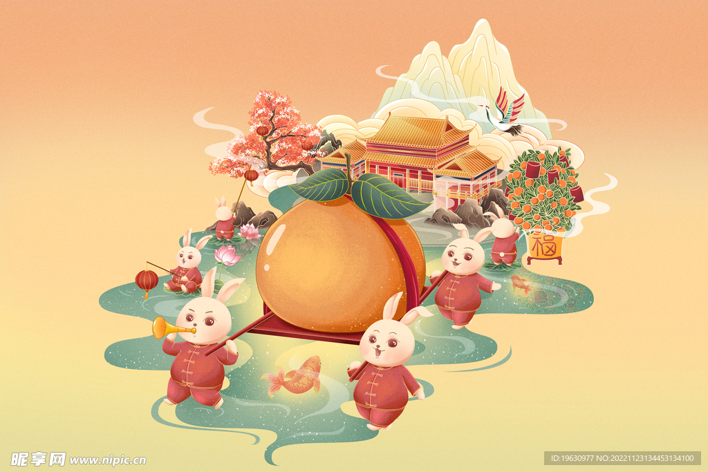 兔年国潮插画