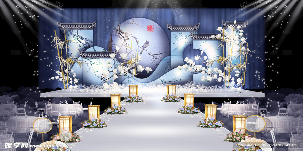 蓝色婚礼背景