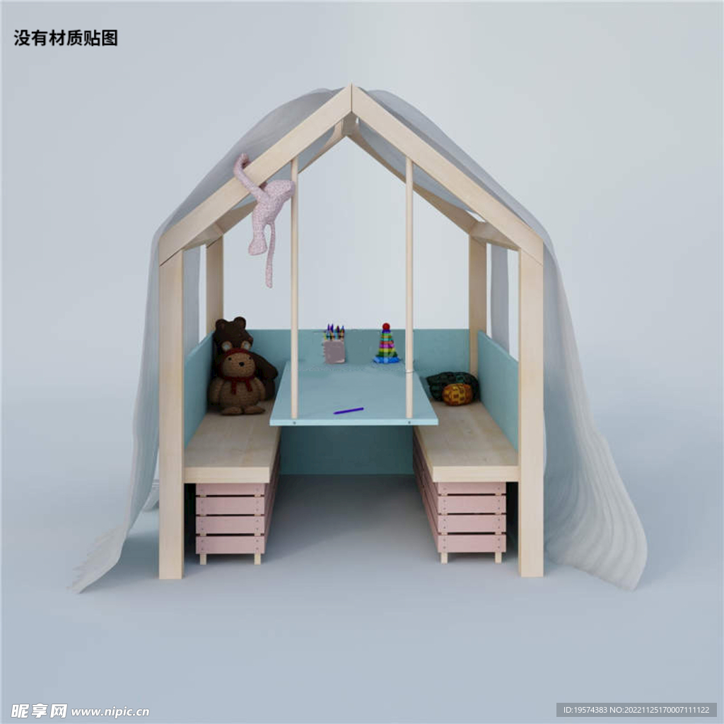 C4D模型儿童帐篷屋