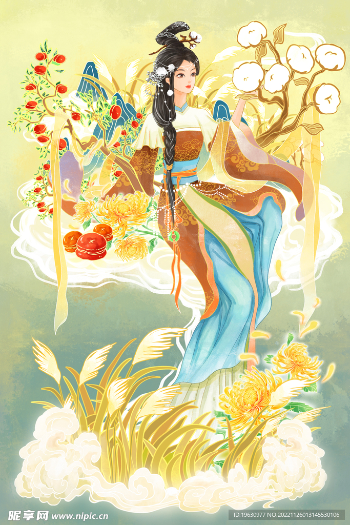 国潮美女插画