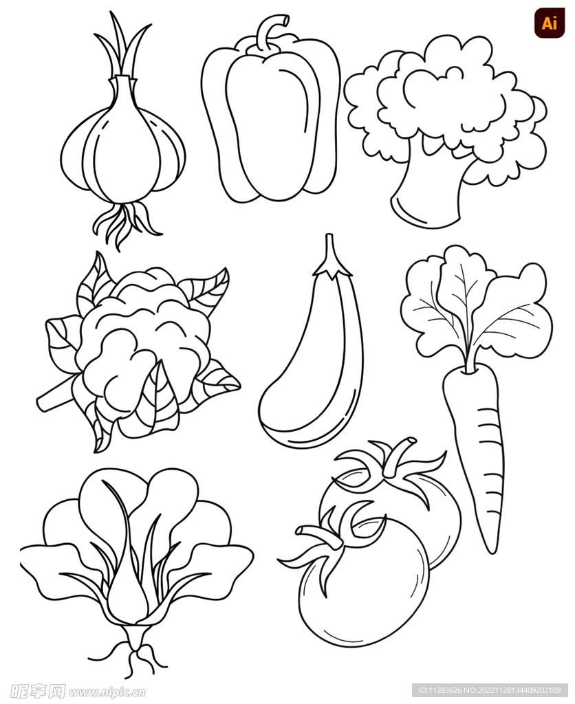 线描蔬菜