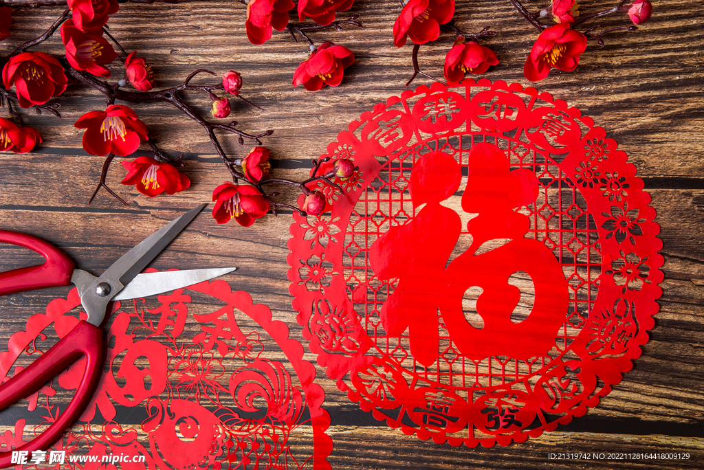 春节窗花摄影图