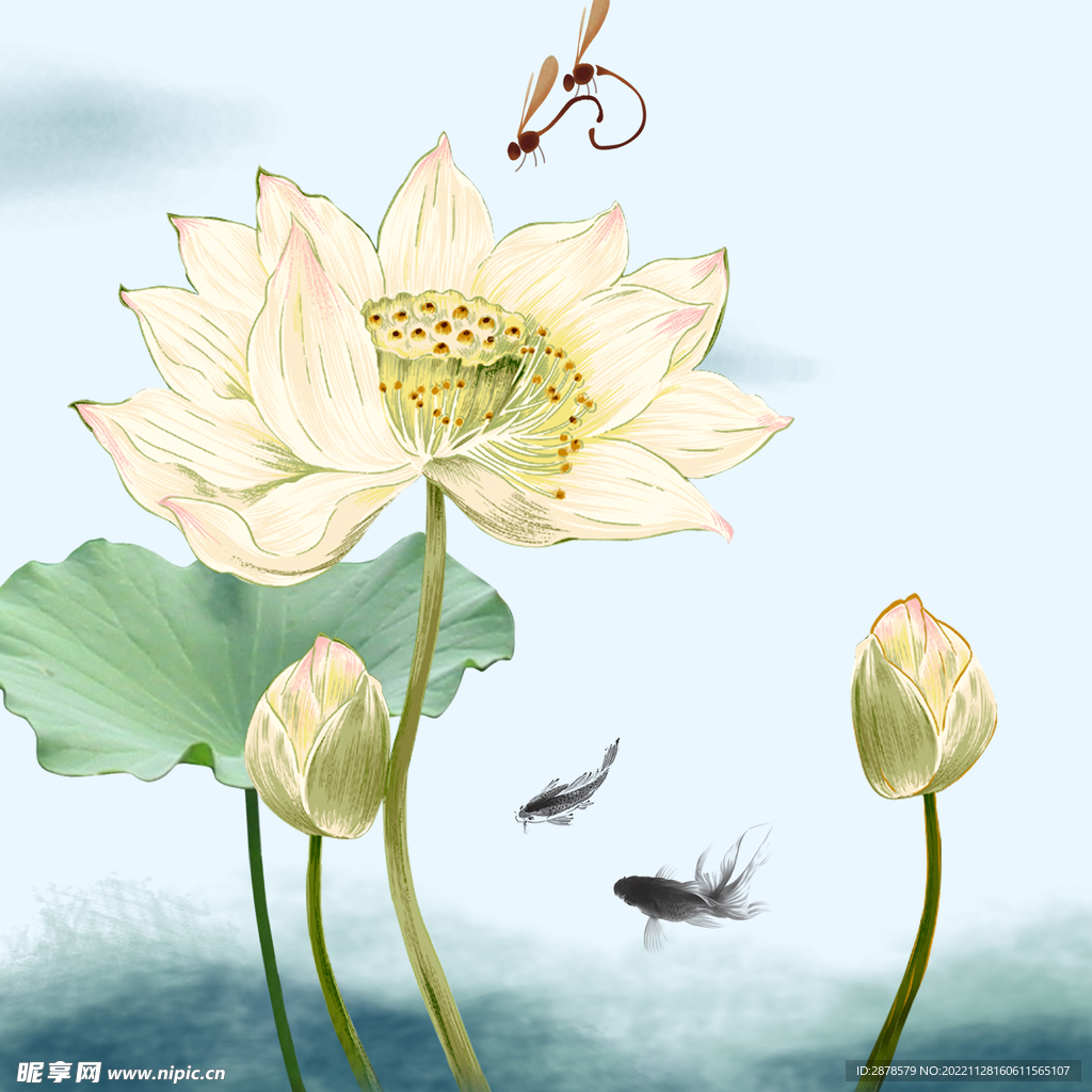 水墨白荷装饰画