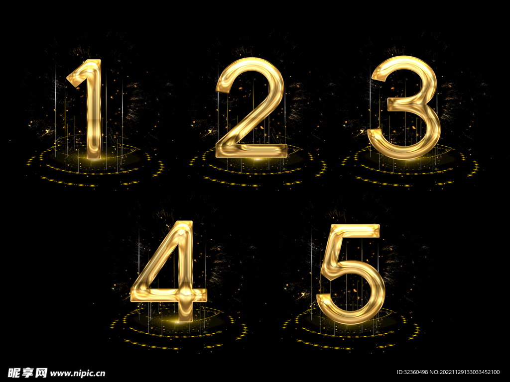 倒计时金色创意设计艺术字元素