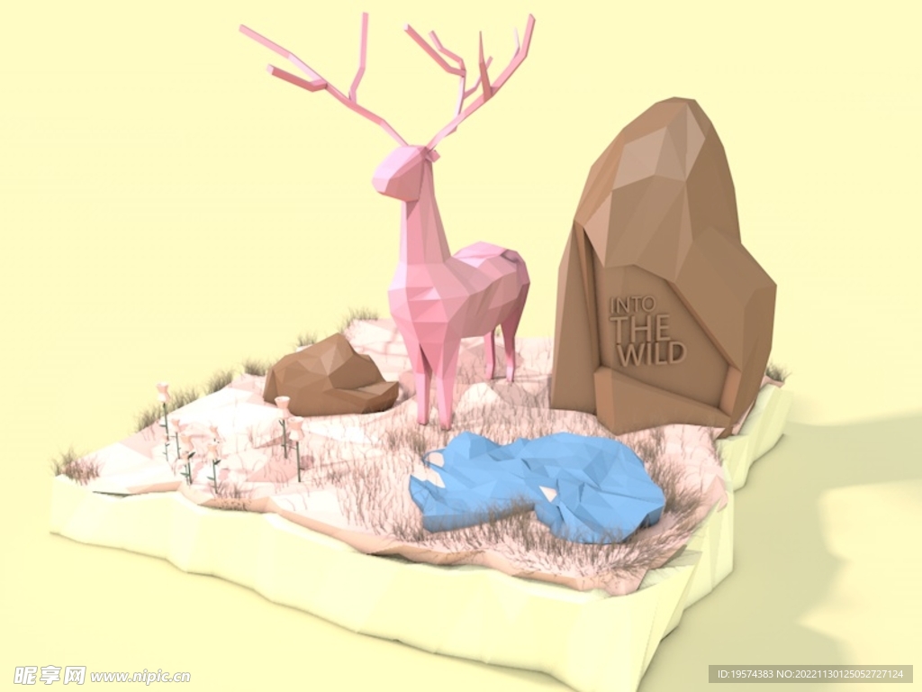C4D模型小鹿