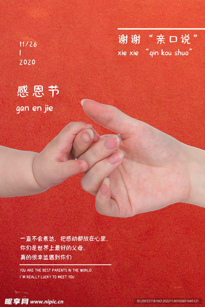 红色大气感恩节感谢有您海报
