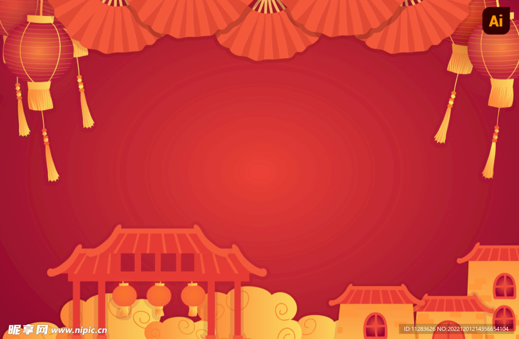 折纸风新年背景