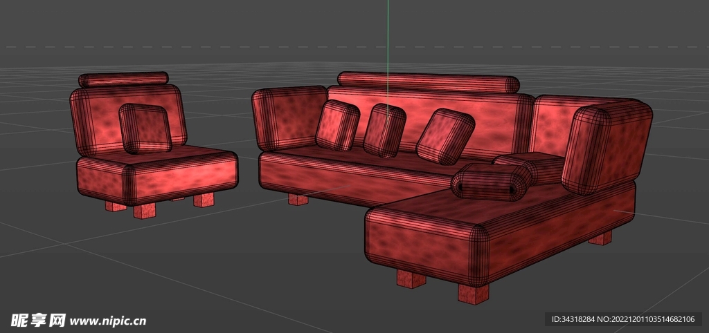 红色沙发组
