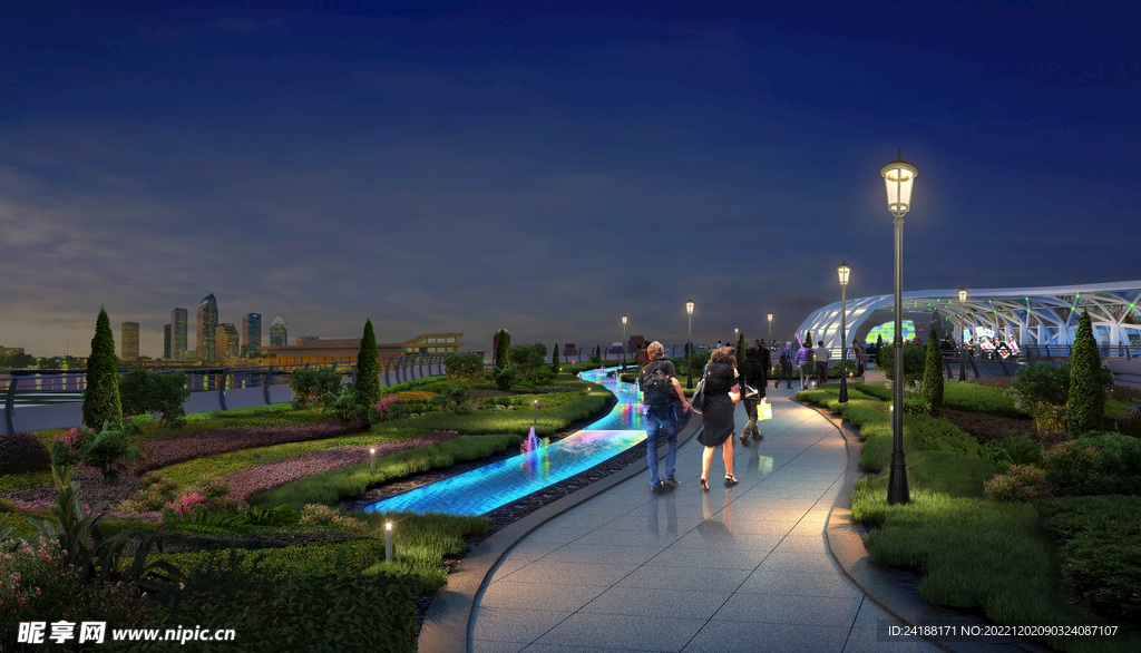 公园夜景效果图