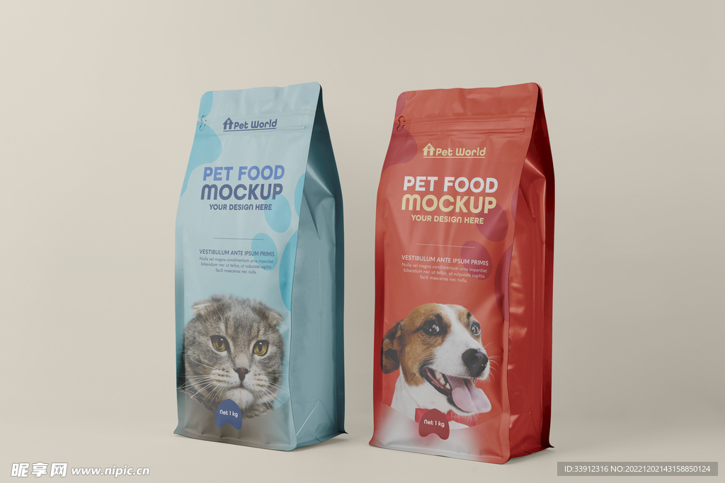 宠物动物狗粮猫粮包装袋样机