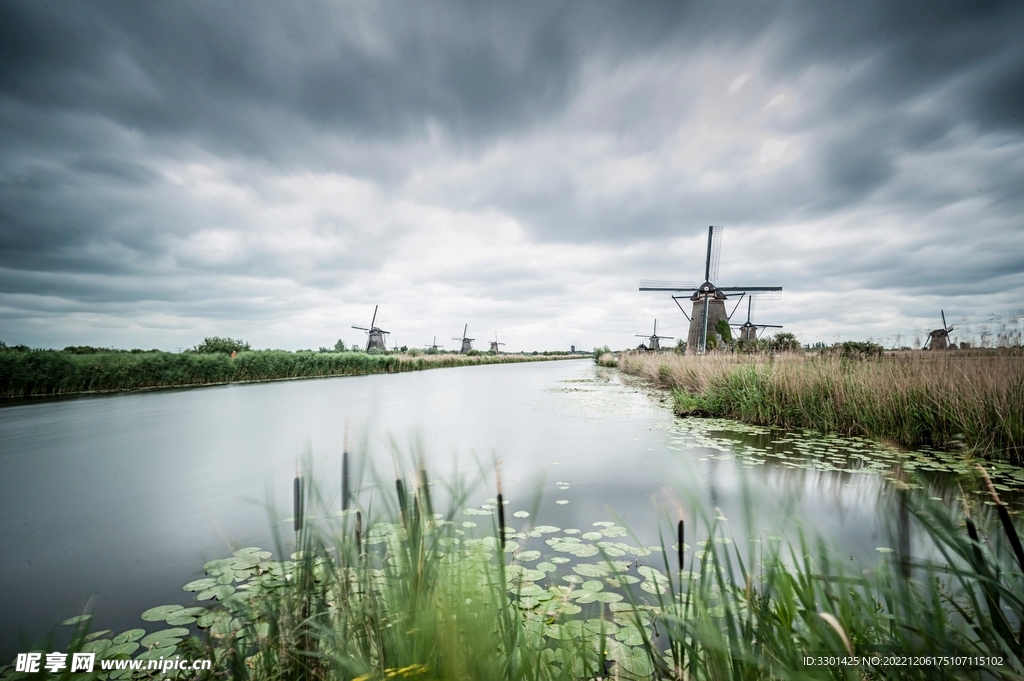荷兰风车风景