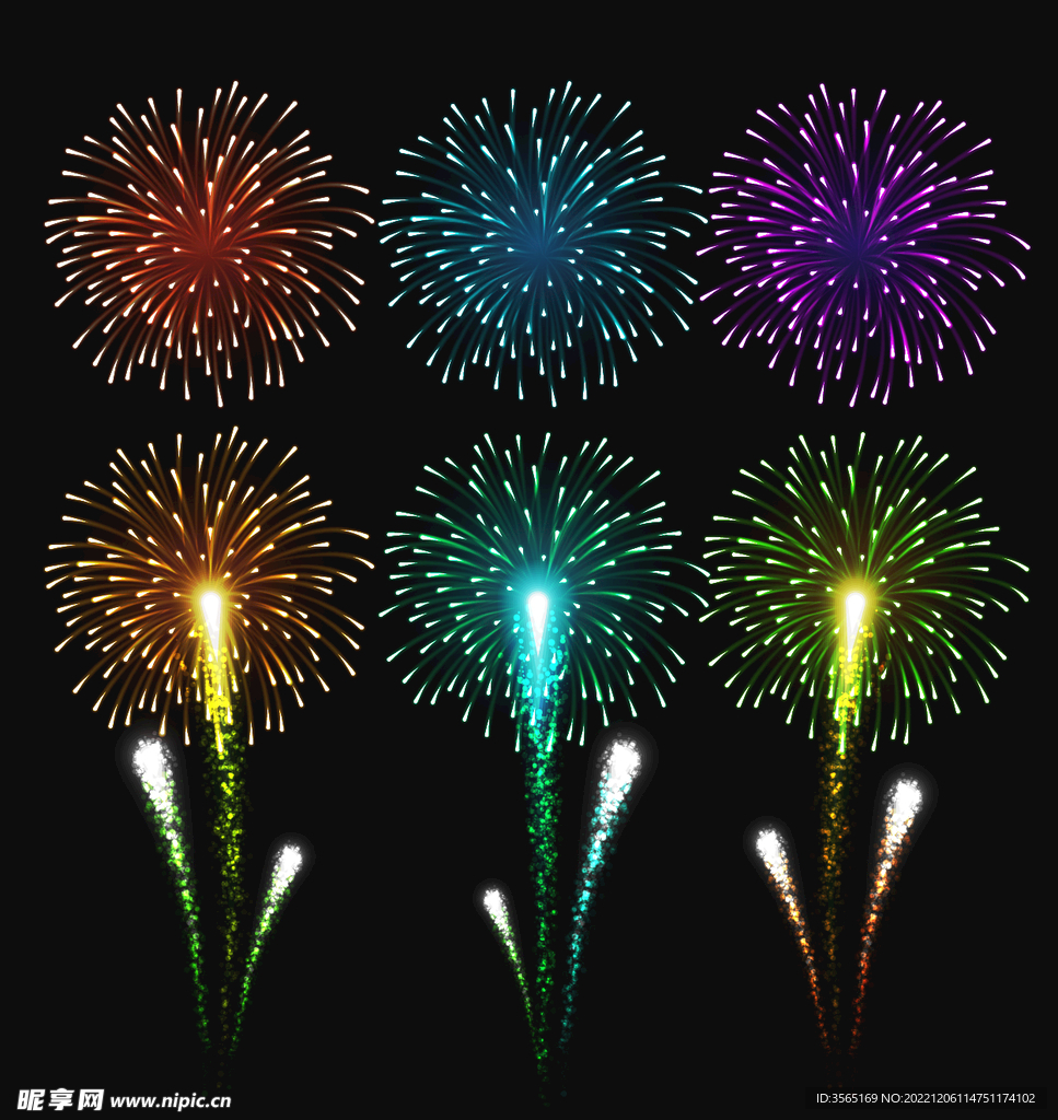 绚烂节日烟花矢量素材