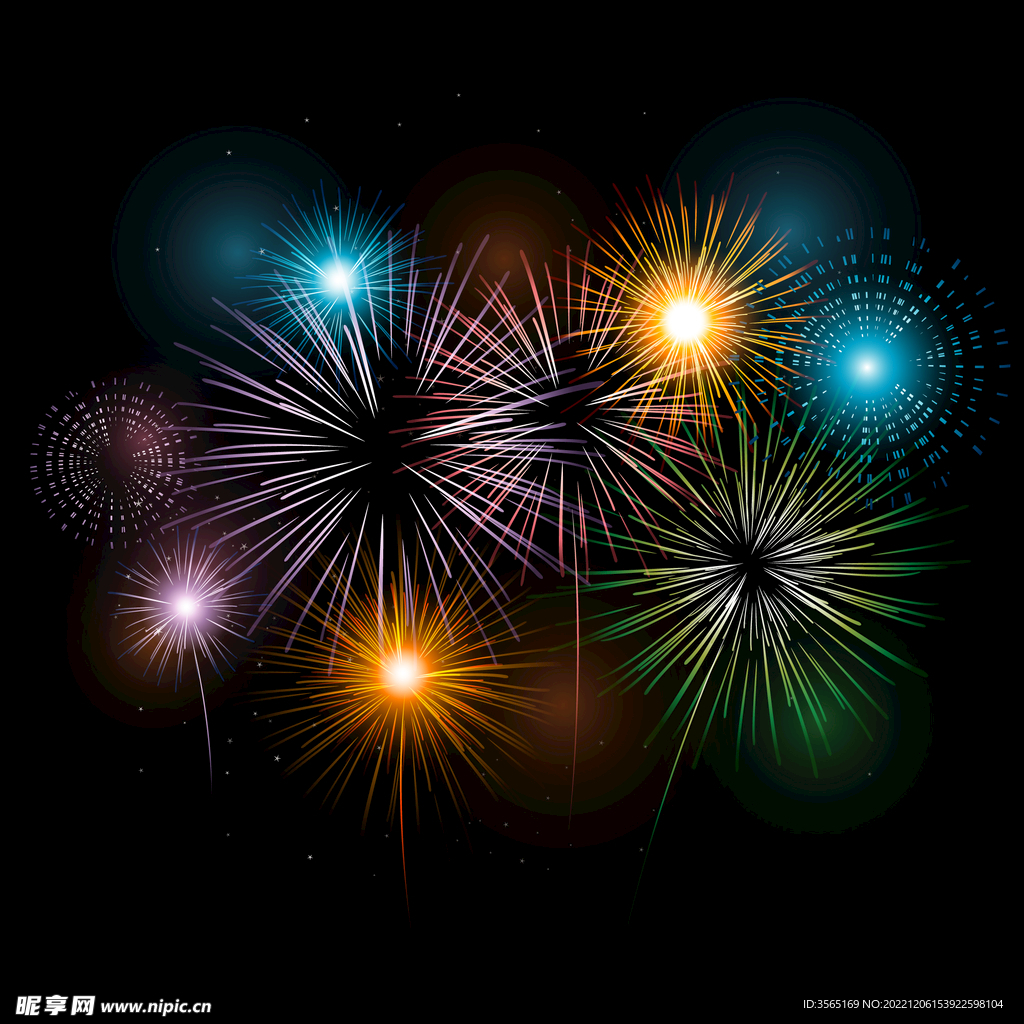 节日烟花礼花夜空矢量素材