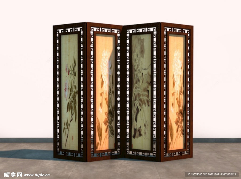 C4D模型古风屏障