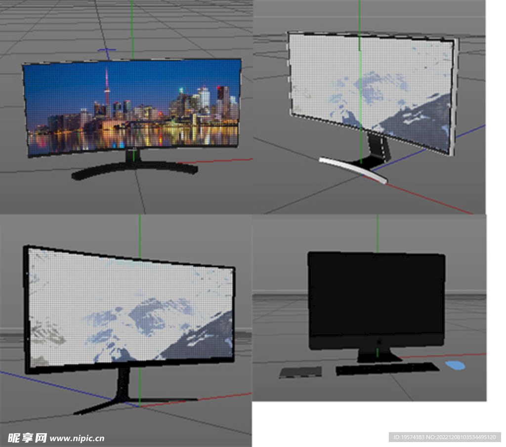 C4D模型电脑屏幕显示屏