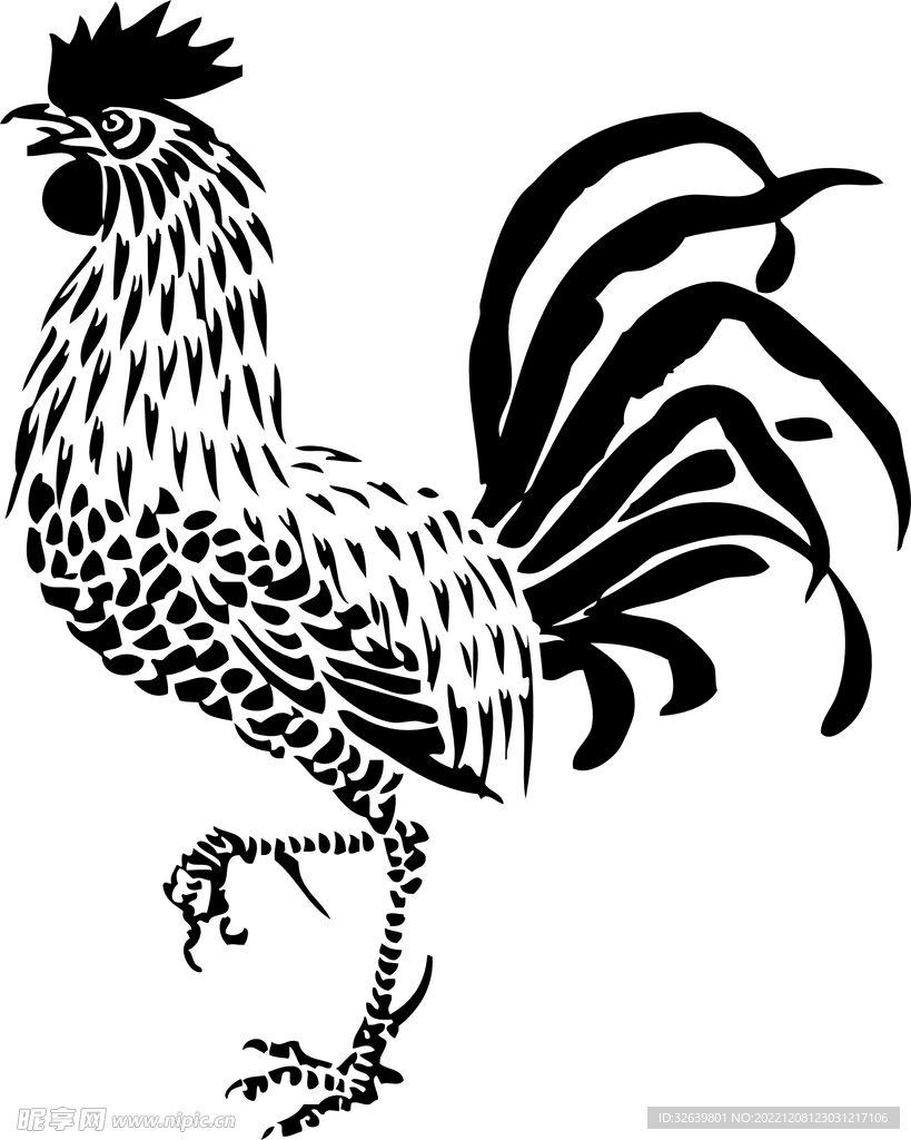 公鸡手绘