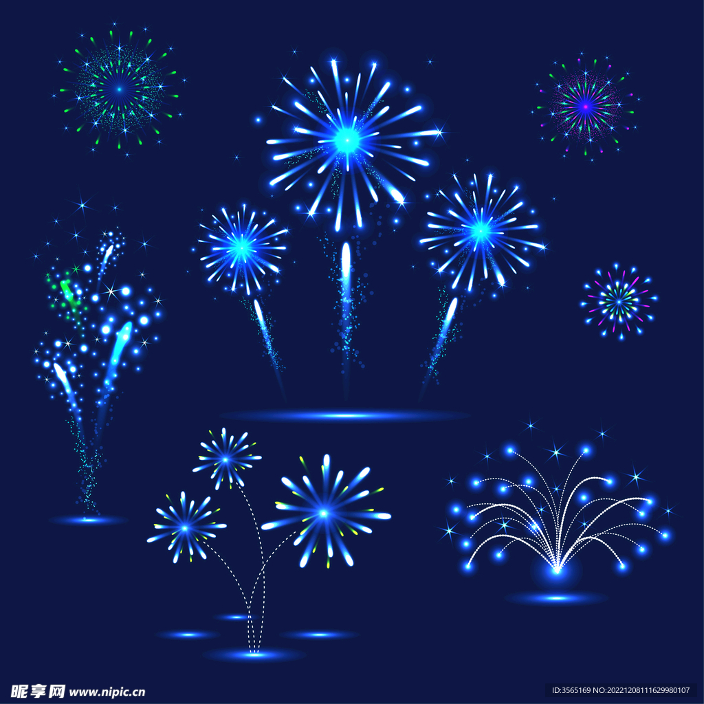 绚烂节日烟花AI矢量素材