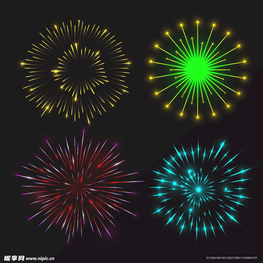 绚烂节日烟花AI矢量素材