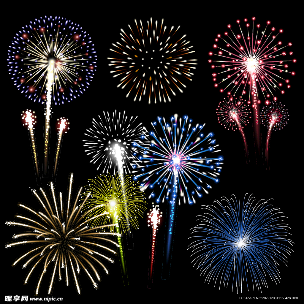 绚烂节日烟花AI矢量素材