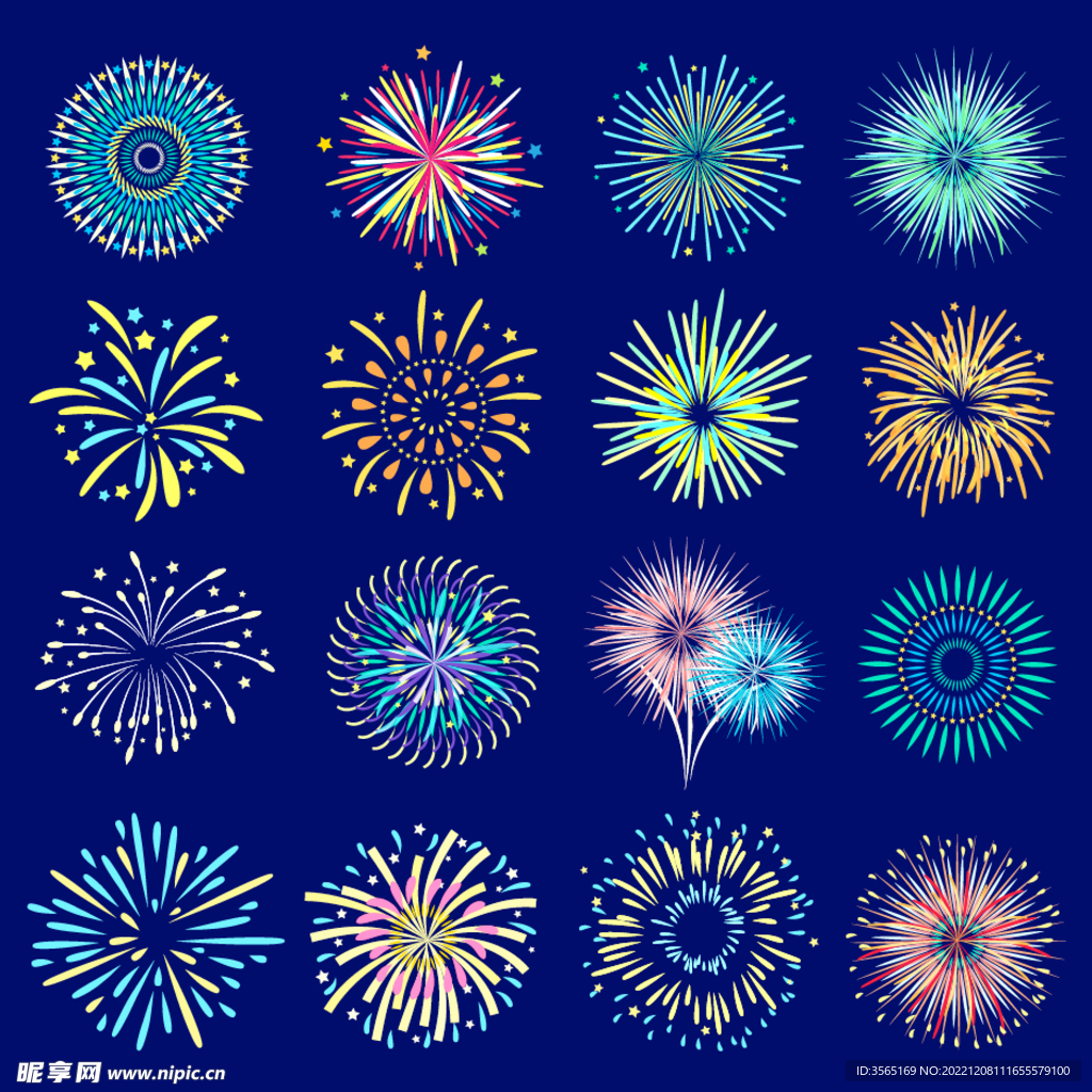 绚烂节日烟花AI矢量素材