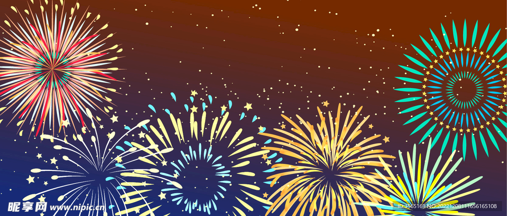 绚烂节日烟花AI矢量素材