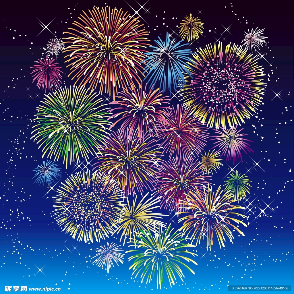 绚烂节日烟花AI矢量素材