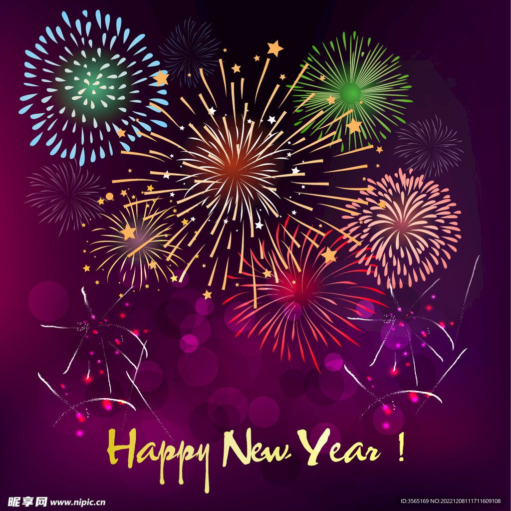 绚烂节日烟花AI矢量素材