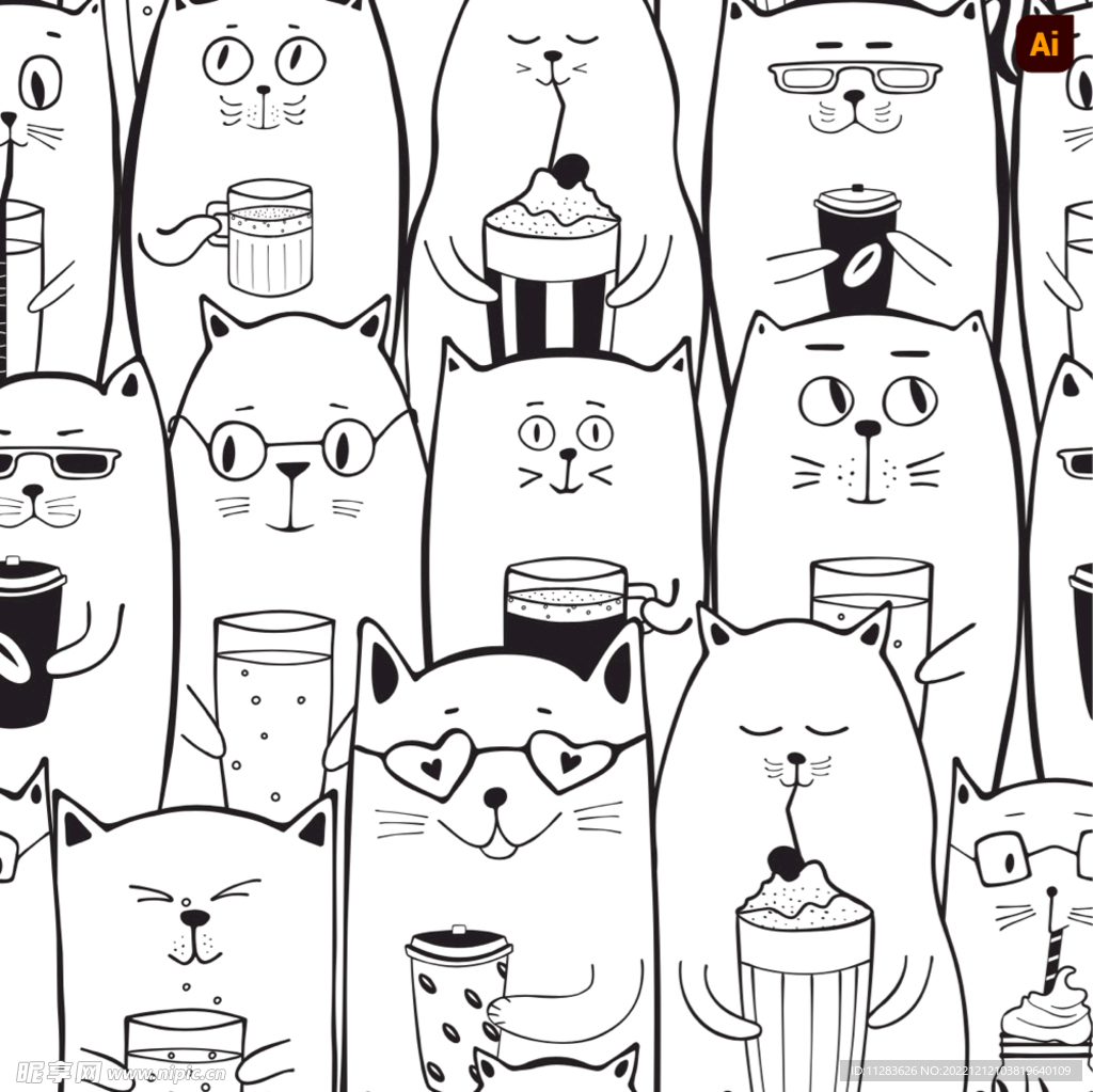 抽象创意猫咪图案