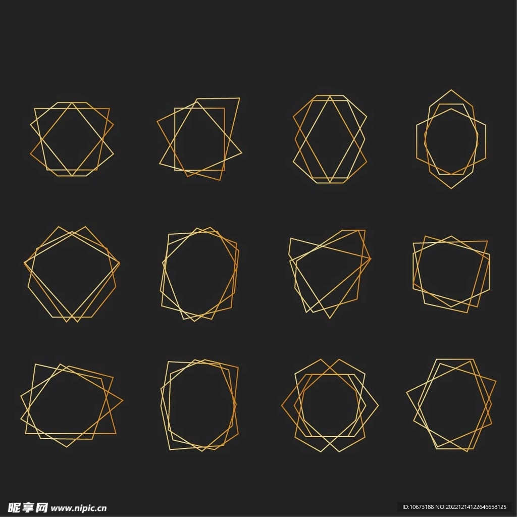 金色几何图形边框