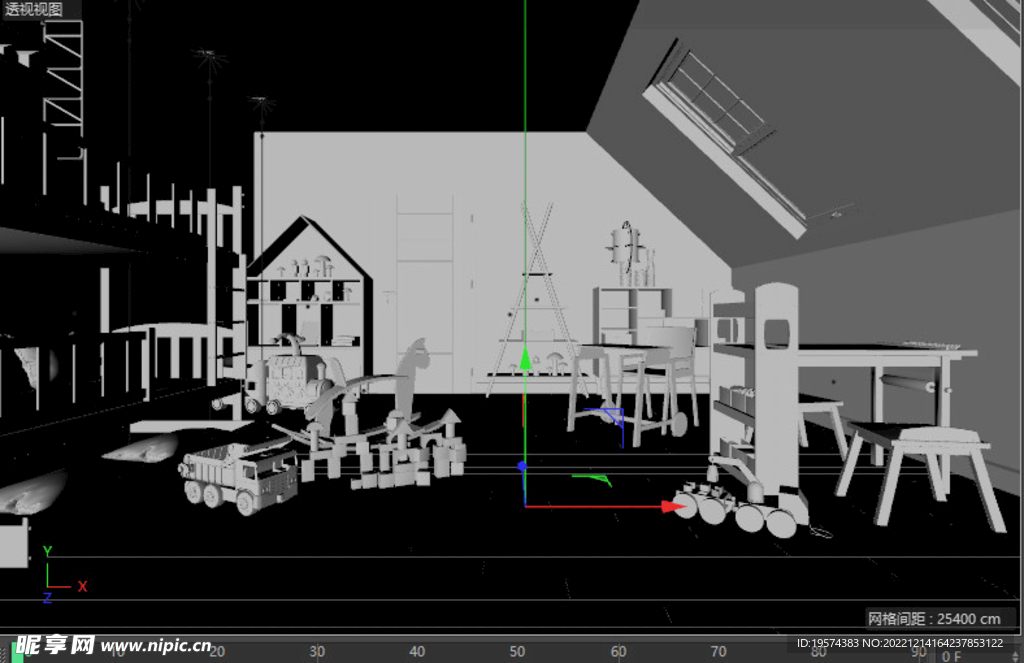 C4D模型儿童房间