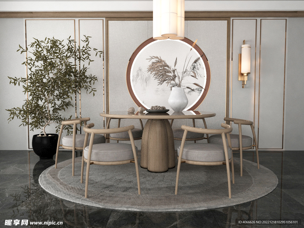 新中式餐厅3d模型