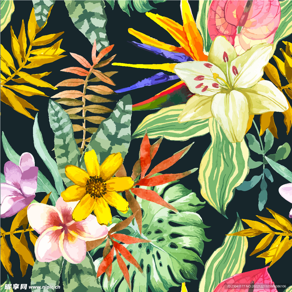 手绘水彩花