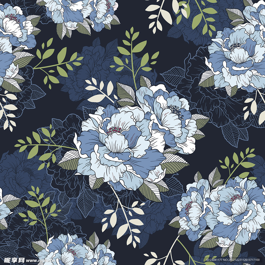 手绘花树叶