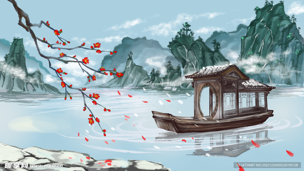 新中式山水插画